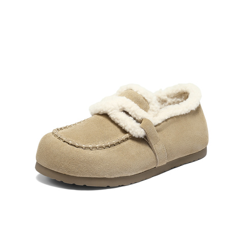 森达毛毛鞋女2025冬新毛绒保暖内增高休闲勃肯鞋XSS01DM5