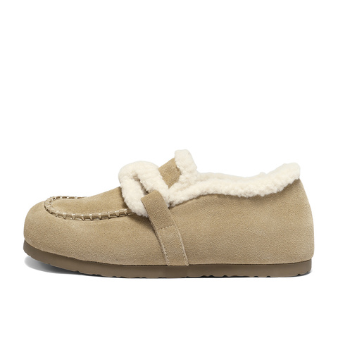 森达毛毛鞋女2025冬新毛绒保暖内增高休闲勃肯鞋XSS01DM5