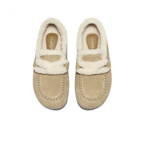 森达毛毛鞋女2025冬新毛绒保暖内增高休闲勃肯鞋XSS01DM5