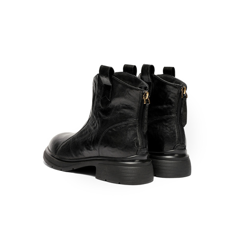 森达休闲靴女2025冬季新款抓纹做旧潮流休闲短皮靴ZTI08DD5