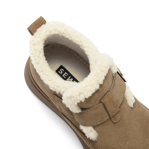 森达雪地靴女2025冬新商场同款毛绒厚底勃肯短靴XTK01DD5