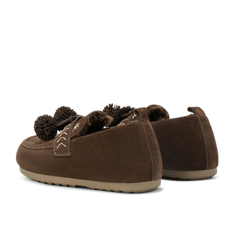 森达毛毛鞋女2025冬新商场同款保暖毛绒勃肯休闲鞋XTM01DA5