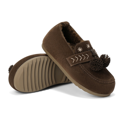 森达毛毛鞋女2025冬新商场同款保暖毛绒勃肯休闲鞋XTM01DA5