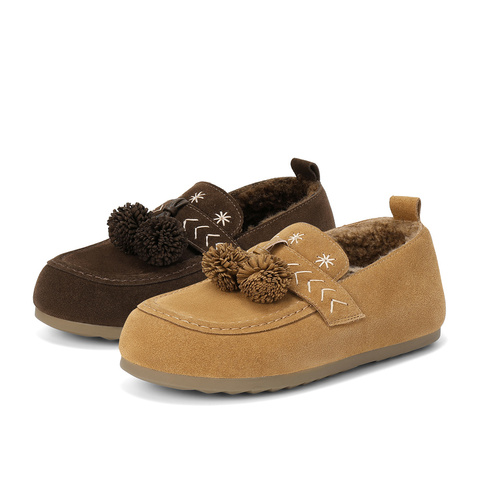 森达毛毛鞋女2025冬新商场同款保暖毛绒勃肯休闲鞋XTM01DA5