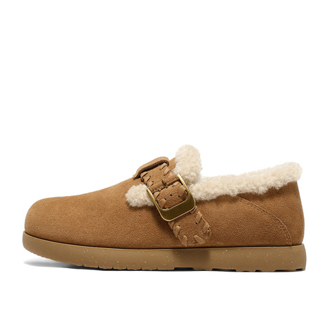 森达毛毛鞋女2025冬新保暖绒毛一脚蹬休闲勃肯鞋ZTI25DA5