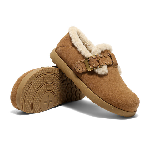 森达毛毛鞋女2025冬新保暖绒毛一脚蹬休闲勃肯鞋ZTI25DA5