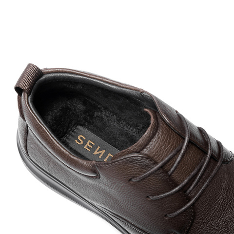 森达休闲皮鞋男2025冬新商场同款舒适软面平底单鞋1ZD01DM5