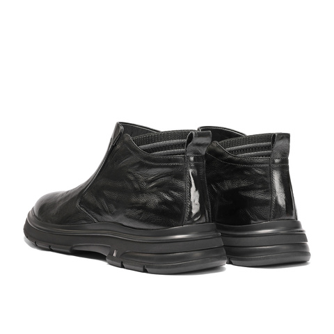 森达皮靴男2025冬季新款抓纹真皮厚底休闲短靴VD004DD5