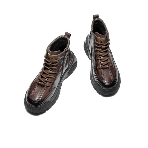 森达马丁靴男2025冬季新款商场同款户外厚底休闲短皮靴DB012DD5