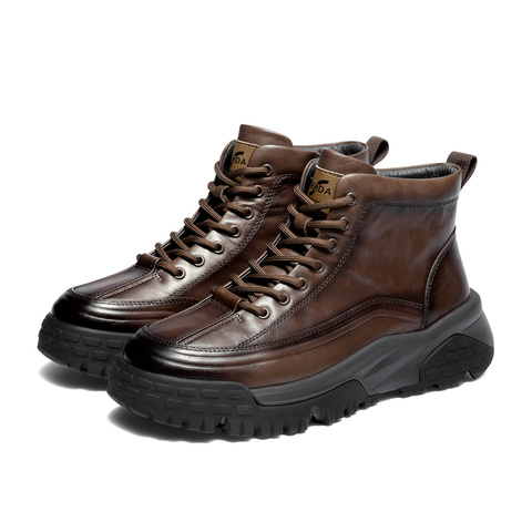 森达马丁靴男2025冬季新款商场同款户外厚底休闲短皮靴DB012DD5