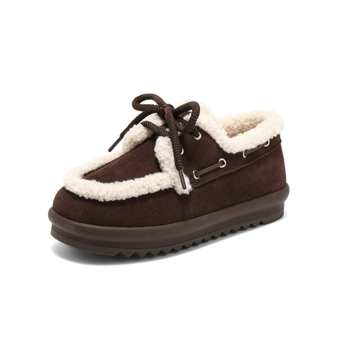 森达毛毛鞋女2025冬季新款户外保暖厚底休闲鞋WP032DM5