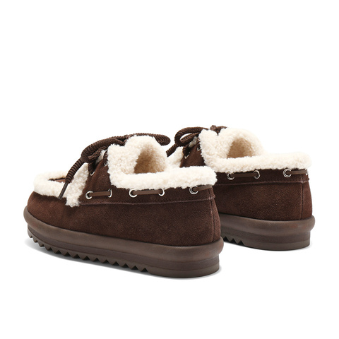 森达毛毛鞋女2025冬季新款户外保暖厚底休闲鞋WP032DM5