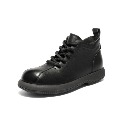 森达马丁靴女2025冬新商场同款简约厚底休闲短皮靴XSG01DD5