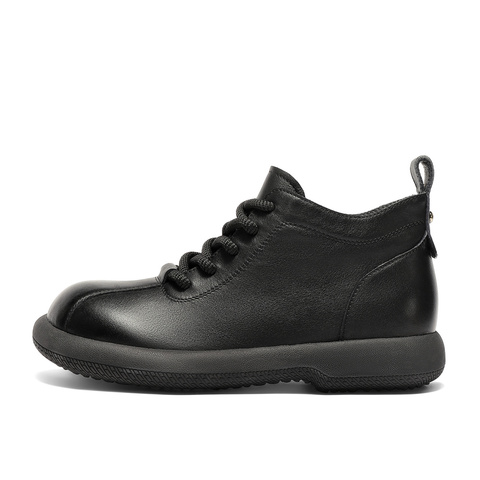 森达马丁靴女2025冬新商场同款简约厚底休闲短皮靴XSG01DD5