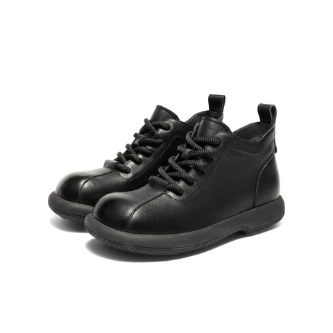 森达马丁靴女2025冬新商场同款简约厚底休闲短皮靴XSG01DD5