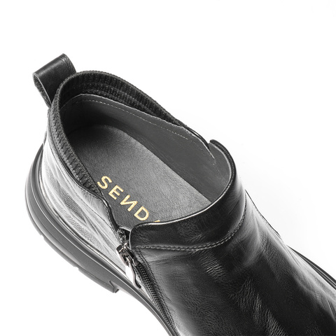 森达皮靴男2025冬季新款抓纹真皮厚底休闲短靴VD004DD5