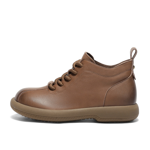 森达马丁靴女2025冬新商场同款简约厚底休闲短皮靴XSG01DD5