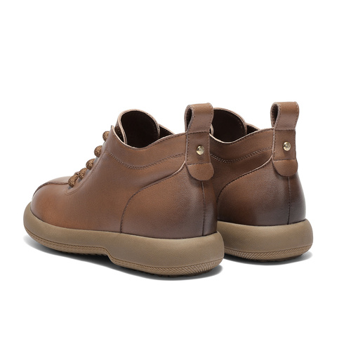 森达马丁靴女2025冬新商场同款简约厚底休闲短皮靴XSG01DD5