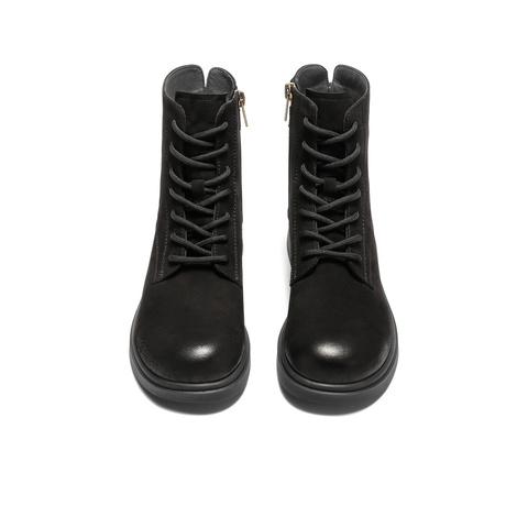 森达马丁靴女2025冬新商场同款潮流户外粗跟短皮靴4CU40DD5