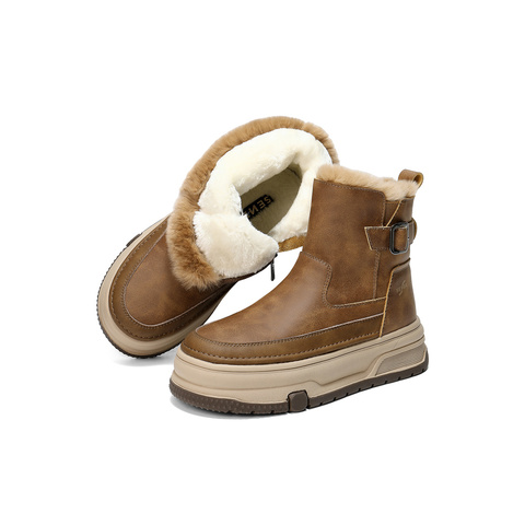 森达雪地靴女2025冬新舒适保暖户外厚底休闲短靴WP060DD5