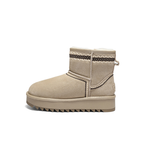 森达雪地靴女2025冬新商场同款户外保暖厚底休闲短靴XTE01DD5