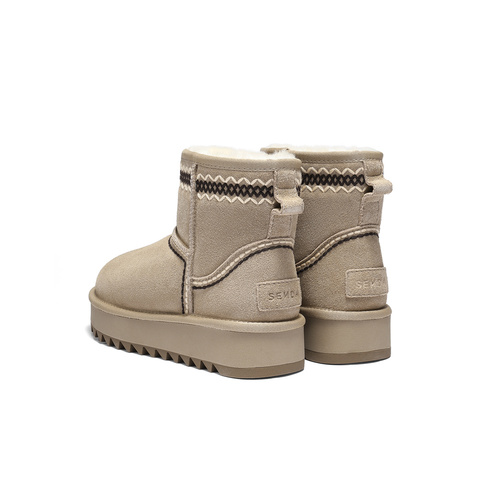 森达雪地靴女2025冬新商场同款户外保暖厚底休闲短靴XTE01DD5