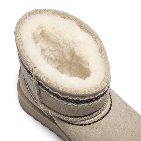 森达雪地靴女2025冬新商场同款户外保暖厚底休闲短靴XTE01DD5