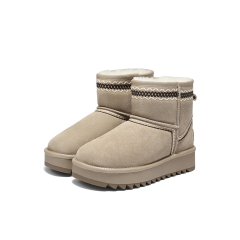 森达雪地靴女2025冬新商场同款户外保暖厚底休闲短靴XTE01DD5