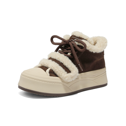 森达毛毛鞋女2025冬季新款户外保暖毛绒休闲短靴XUU01DD5