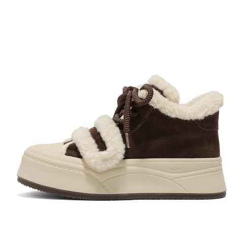 森达毛毛鞋女2025冬季新款户外保暖毛绒休闲短靴XUU01DD5