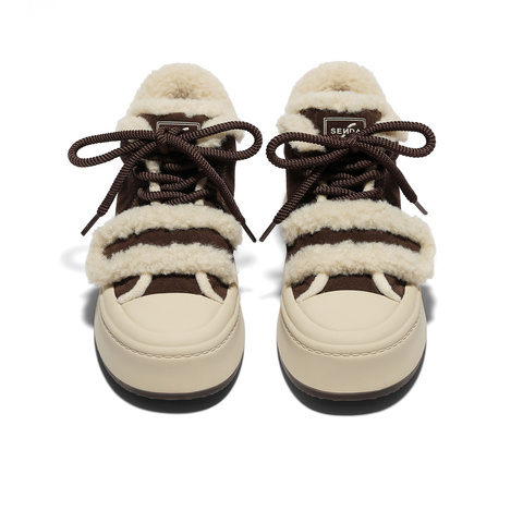 森达毛毛鞋女2025冬季新款户外保暖毛绒休闲短靴XUU01DD5