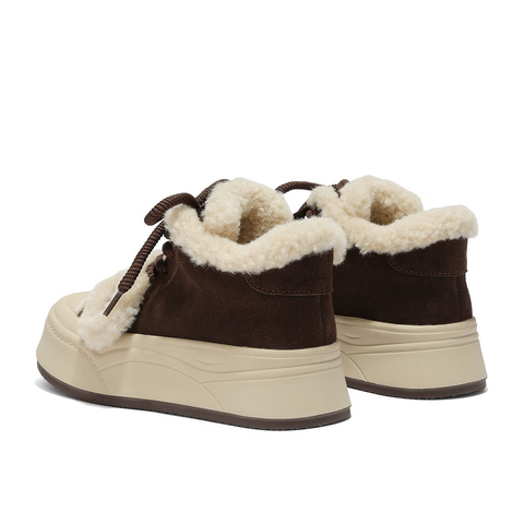 森达毛毛鞋女2025冬季新款户外保暖毛绒休闲短靴XUU01DD5