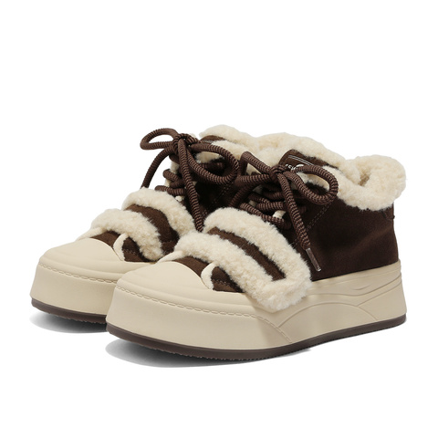 森达毛毛鞋女2025冬季新款户外保暖毛绒休闲短靴XUU01DD5