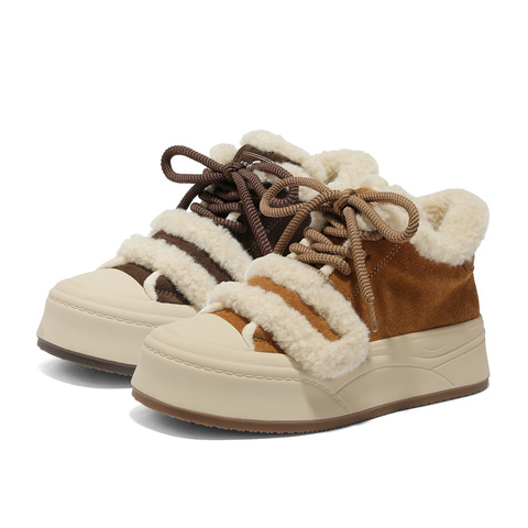 森达毛毛鞋女2025冬季新款户外保暖毛绒休闲短靴XUU01DD5