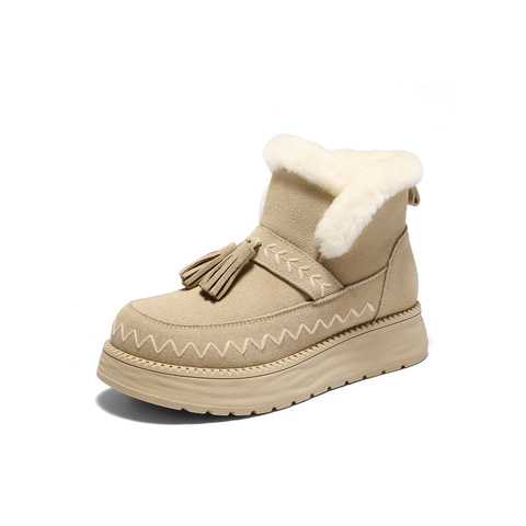 森达雪地靴女2025冬季新款流苏甜美保暖厚底雪地靴ZTI52DD5