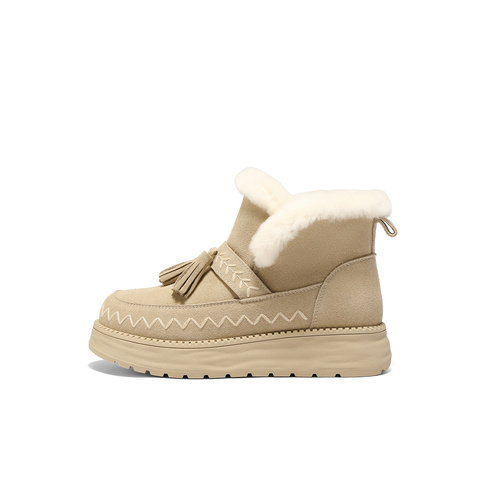 森达雪地靴女2025冬季新款流苏甜美保暖厚底雪地靴ZTI52DD5