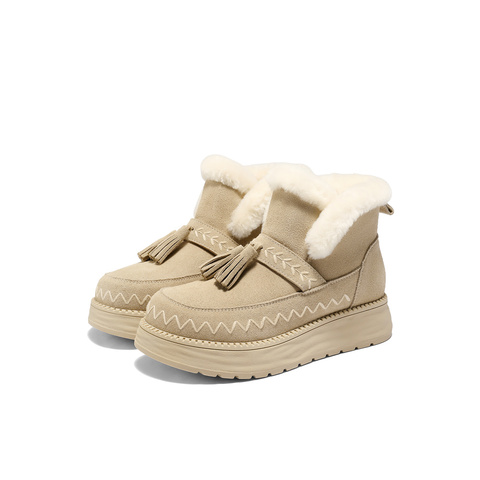 森达雪地靴女2025冬季新款流苏甜美保暖厚底雪地靴ZTI52DD5