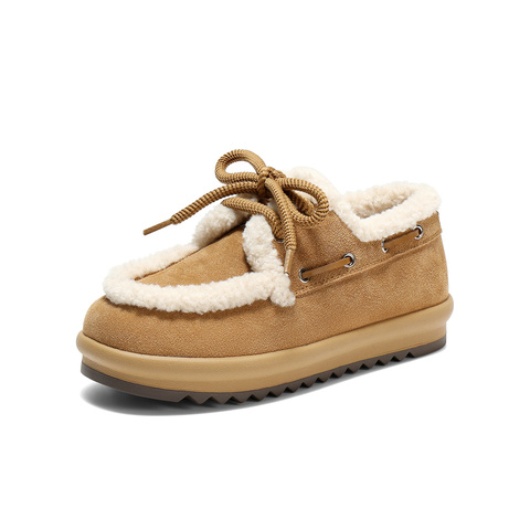 森达毛毛鞋女2025冬季新款户外保暖厚底休闲鞋WP032DM5