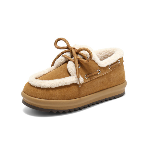 森达毛毛鞋女2025冬季新款户外保暖厚底休闲鞋WP032DM5