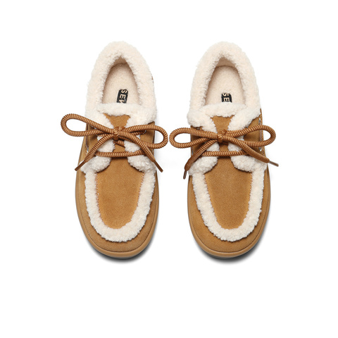 森达毛毛鞋女2025冬季新款户外保暖厚底休闲鞋WP032DM5