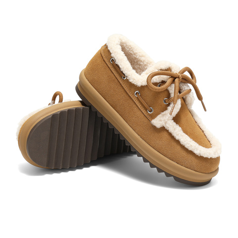 森达毛毛鞋女2025冬季新款户外保暖厚底休闲鞋WP032DM5