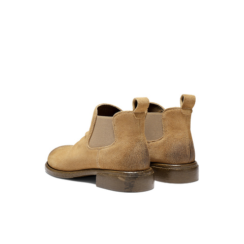 森达切尔西靴女2025冬新潮流褶皱休闲粗跟短靴ZTI39DD5