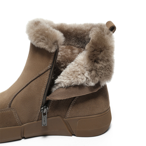森达雪地靴2025女冬季新款毛绒保暖休闲短靴ZTD26DD5