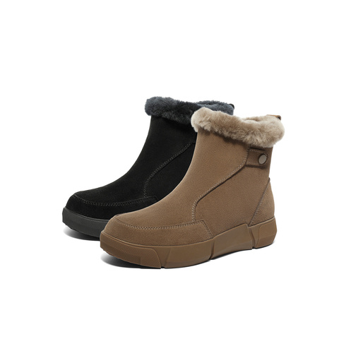 森达雪地靴2025女冬季新款毛绒保暖休闲短靴ZTD26DD5