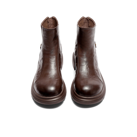 森达时装靴女2025冬新商场同款时尚真皮休闲短靴ZTI66DD5