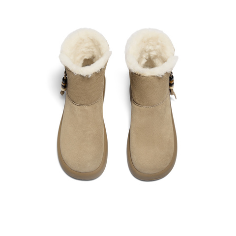 森达雪地靴女2025冬新商场同款保暖户外厚底短靴XSU01DD5