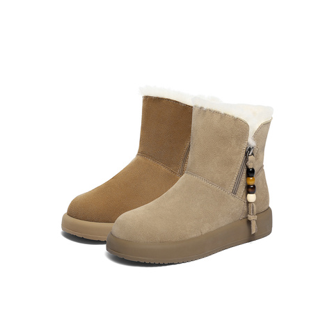 森达雪地靴女2025冬新商场同款保暖户外厚底短靴XSU01DD5