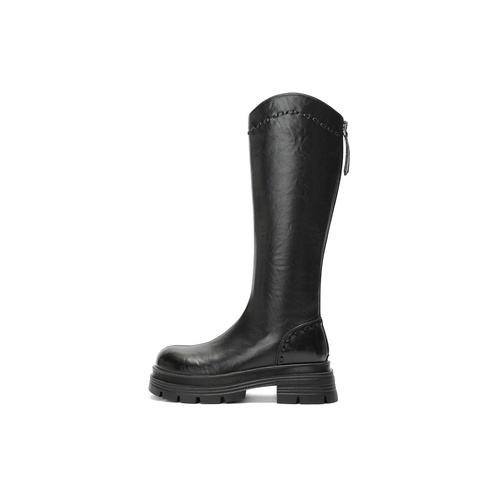 森达弹力靴女2025年冬新潮流厚底休闲弹力长筒靴ZTI47DG5