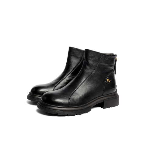 森达时装靴女2025冬新商场同款时尚真皮休闲短靴ZTI66DD5