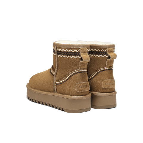 森达雪地靴女2025冬新商场同款户外保暖厚底休闲短靴XTE01DD5
